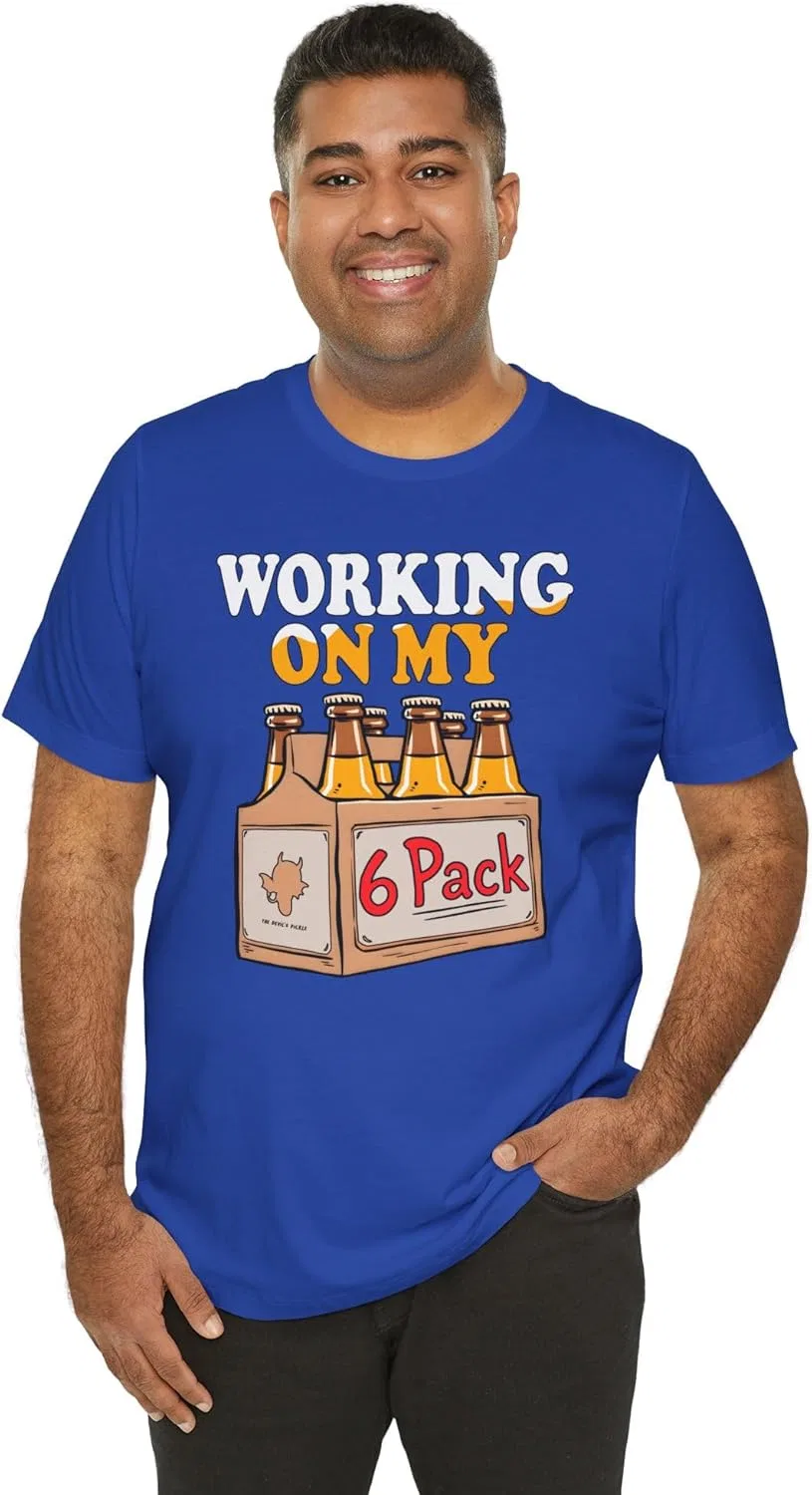 Футболка с принтом Working On My 6 Pack, GENERIC, True Royal — фото 2