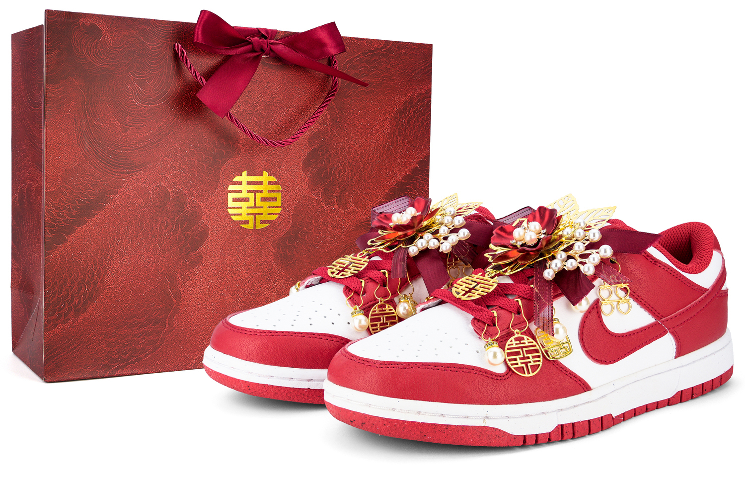 

Nike Dunk Wedding Shoes устойчивые к истиранию и скольжению низкие кроссовки для скейтбординга Unisex красные