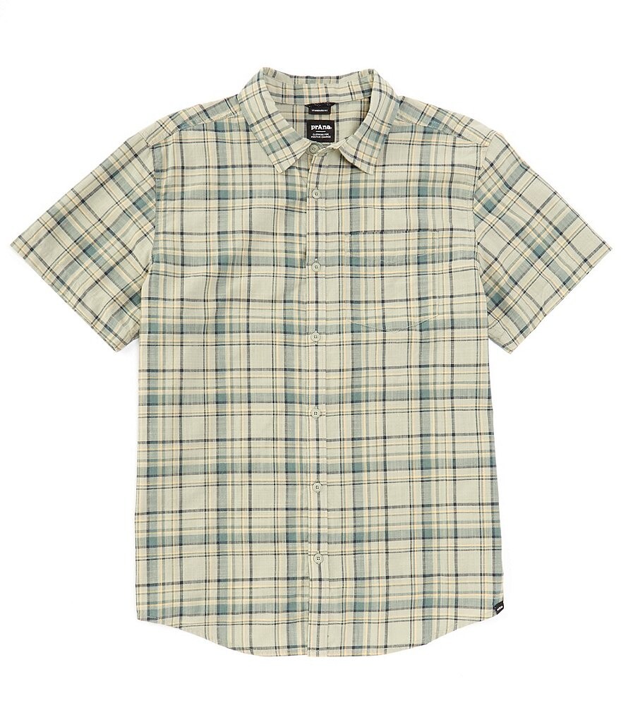 

prAna Groveland Рубашка в клетку с короткими рукавами, зеленый