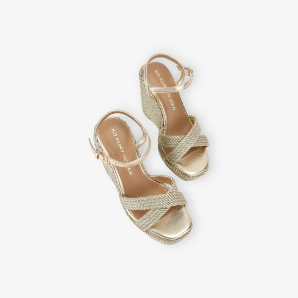Босоножки Kg Kurt Geiger Phoebe на клиновидной подошве золотой — фото 2