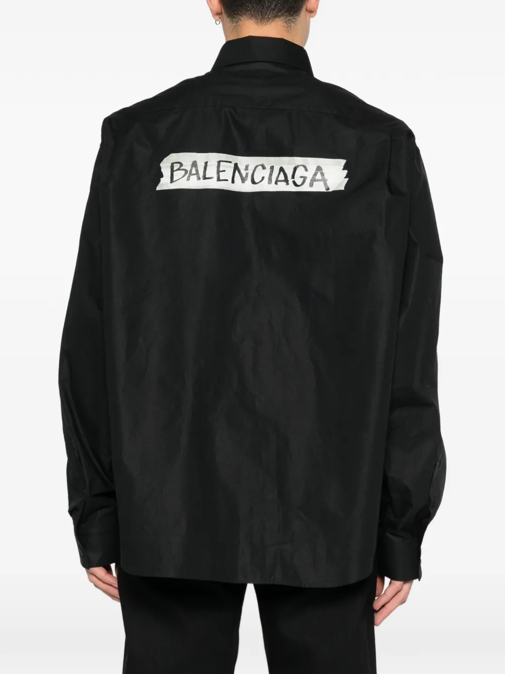 Рубашка с карманом и логотипом BALENCIAGA, черный — фото 4