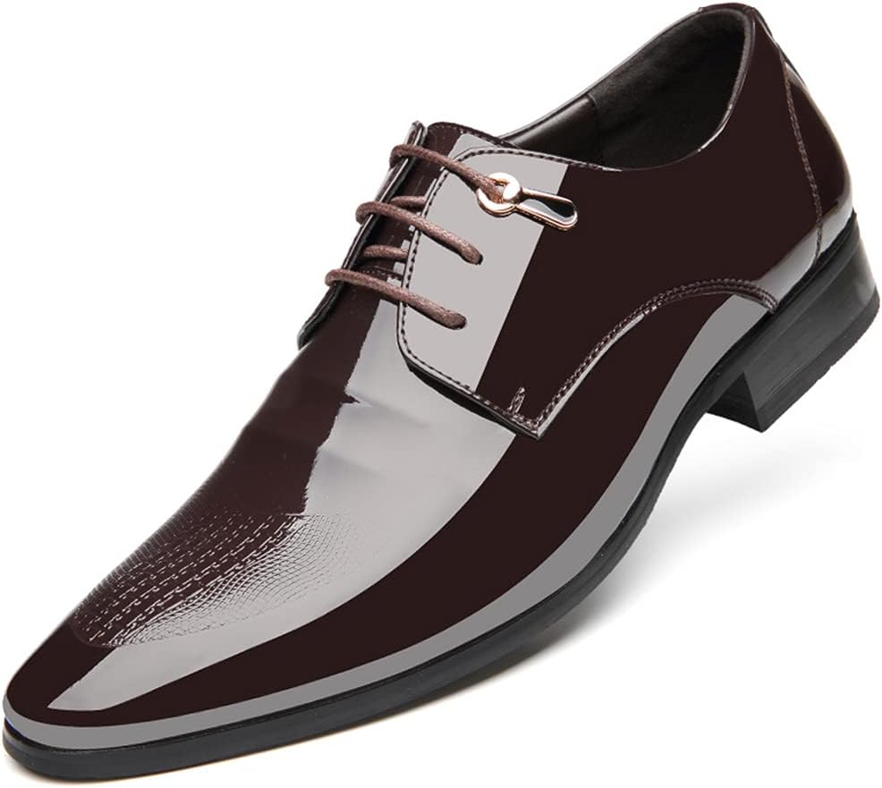 

Мужские классические туфли, деловые туфли на шнуровке с острым носком, кожаные дерби-оксфорды, модные офисные повседневные туфли, коричневые - размер 41/UK 7.5/US 8 JLFZC