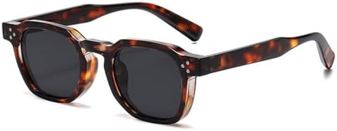 

Солнцезащитные очки 2027 года для женщин, ретро-очки с заклепками, модные солнцезащитные очки для мужчин, защита от УФ-излучения UV400, один размер, леопардовый серый MTZJH, One Color