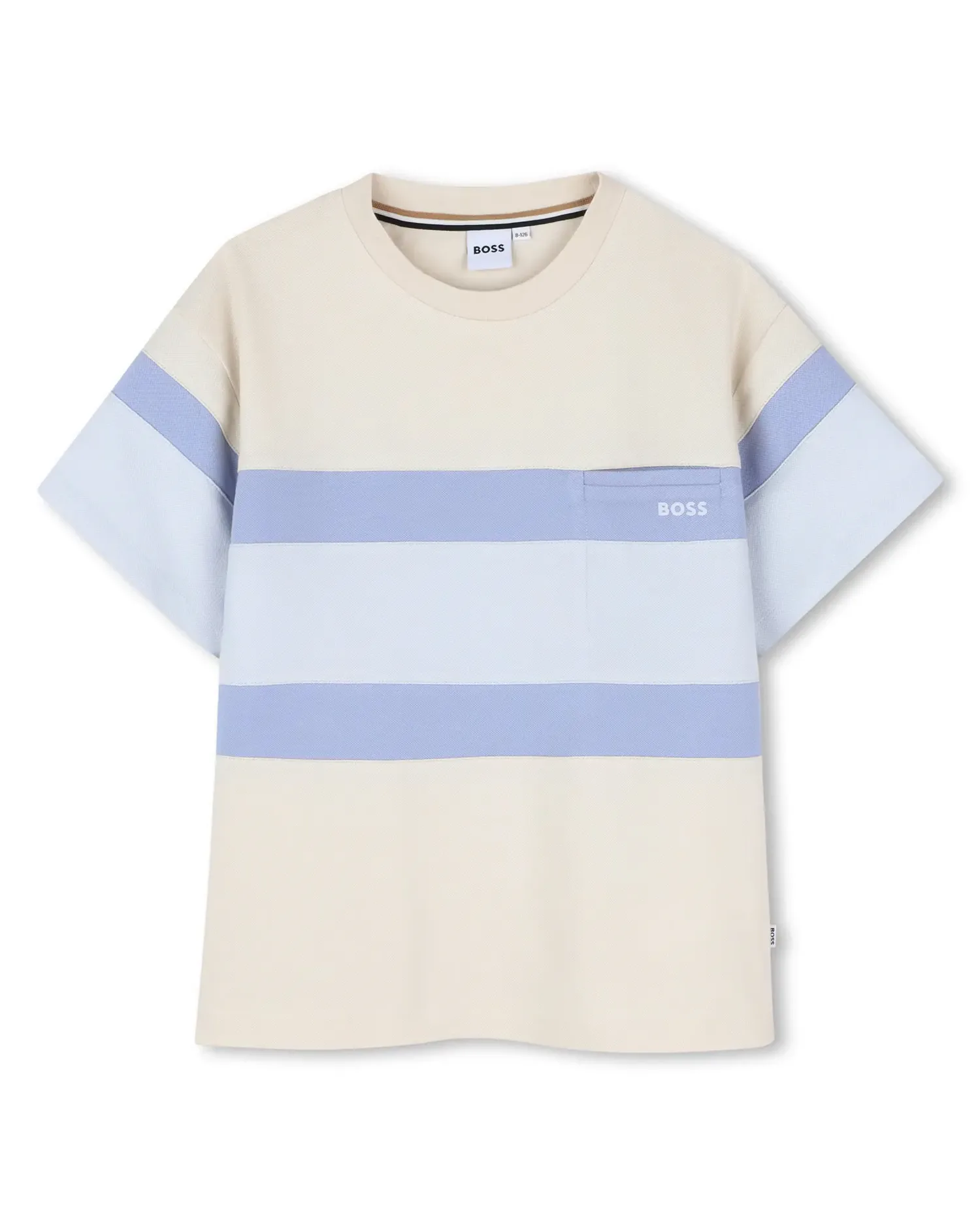 Детская футболка с короткими рукавами с фантазийным рисунком из хлопка BOSS Kidswear, Natural