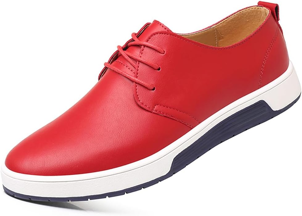 

Мужские стильные оксфорды WELRUNG на шнуровке, удобные кэжуал кроссовки для ходьбы, бизнеса, вождения и повседневной носки, красный