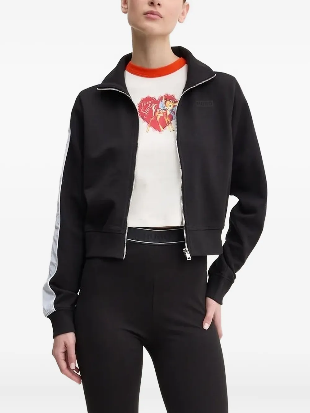 

Толстовка Panelled zip-up top HUGO, черный
