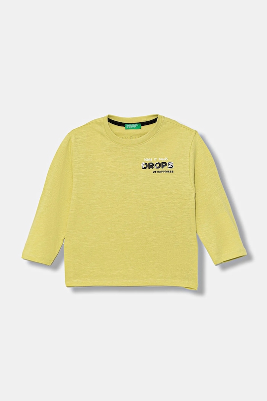Детская хлопковая кофта с длинным рукавом United Colors Of Benetton, зеленый — фото 2