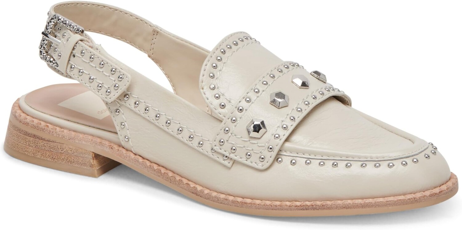 Лоферы Dolce Vita Hardi Stud, цвет Ivory Crinkle Patent