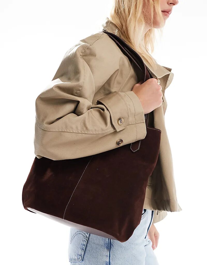 

Glamorous сумка-тоут из искусственной замши шоколадно-коричневого цвета