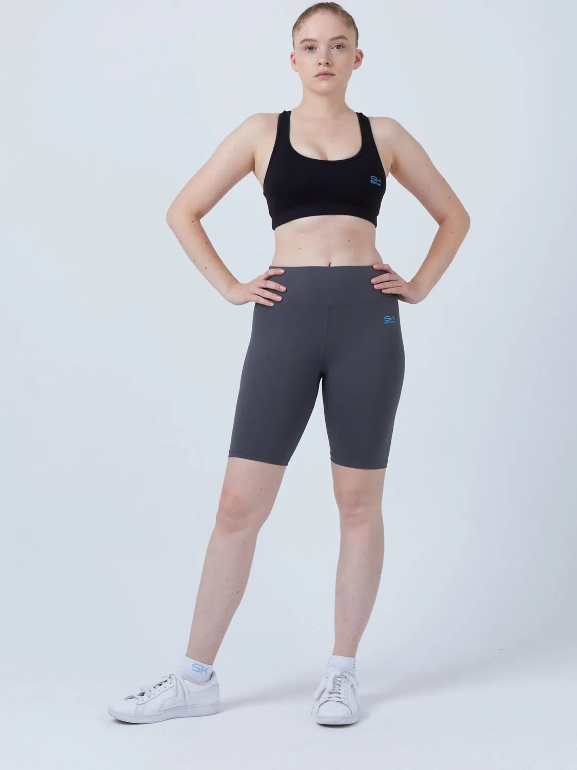 Узкие леггинсы Sportkind Short Tights серого цвета