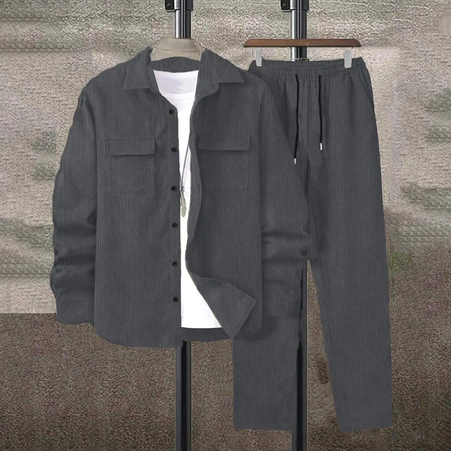 Костюм спортивный из вельвета, 2 предмета, Dark Gray — фото 2