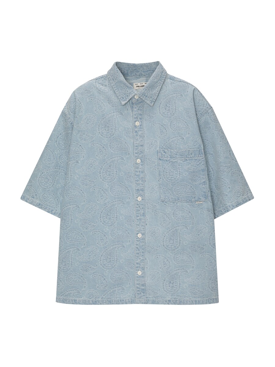 

Джинсовая рубашка Pull&Bear Comfort fit Button Up Shirt, цвет blue/blue denim