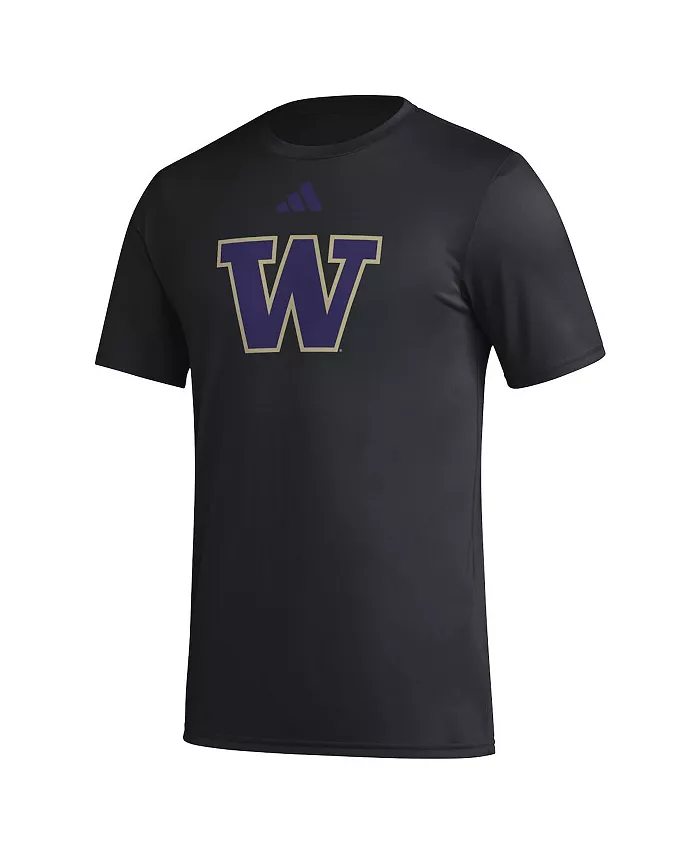 Мужская футболка Washington Huskies Primary Locker Logo Pre-Game с технологией AEROREADY adidas, черный — фото 3