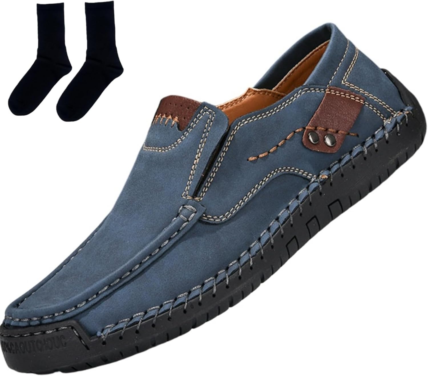 

Мужские ручной работы комфортные лоферы, кожаные туфли на плоской подошве с широким носком для ходьбы, мужские кожаные противоскользящие лоферы Generic, 08