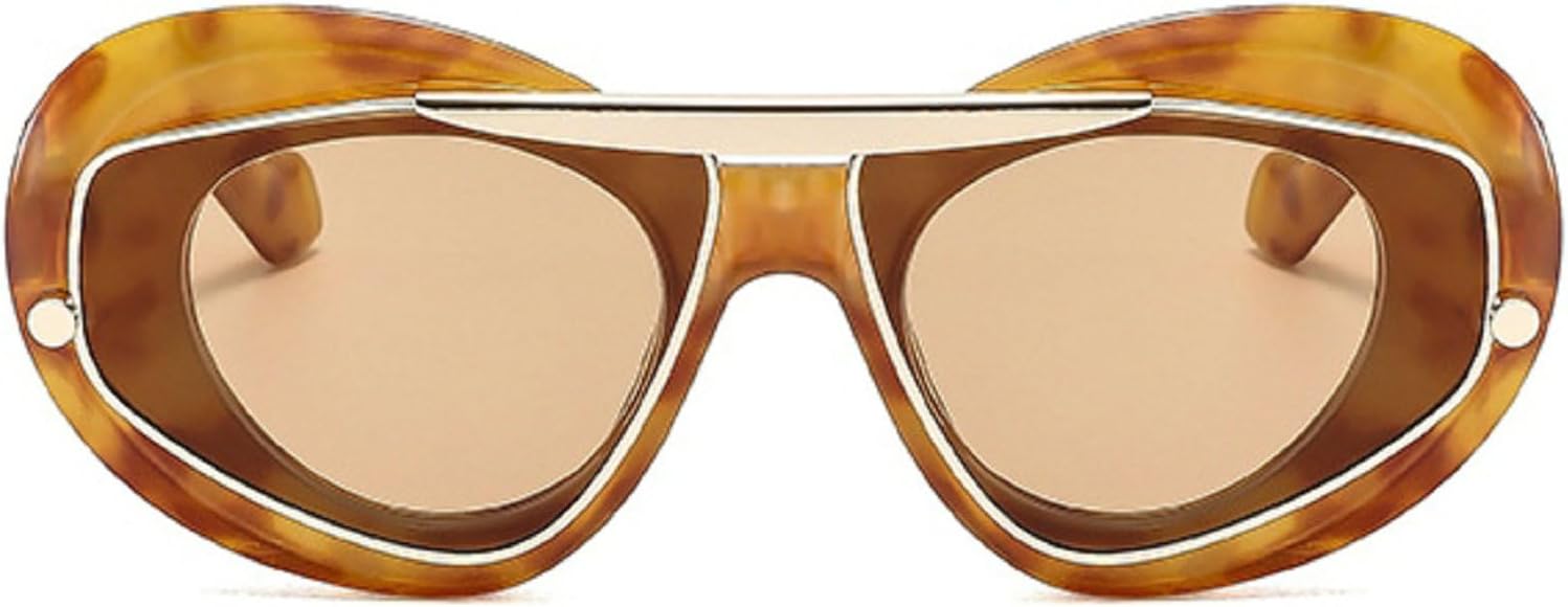 

Модные солнцезащитные очки «кошачий глаз» для женщин в толстой оправе, милые овальные солнцезащитные очки с защитой от УФ-излучения UV400 и металлическим корпусом mincl, Leopard