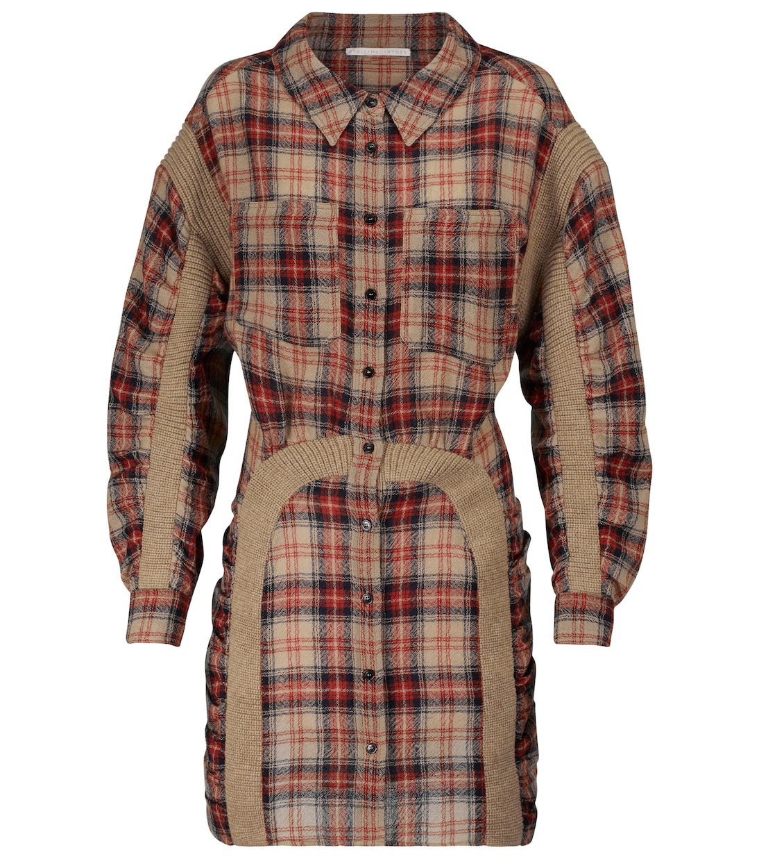 

Мини-платье из шерстяной клетчатой рубашки Stella McCartney, разноцветный