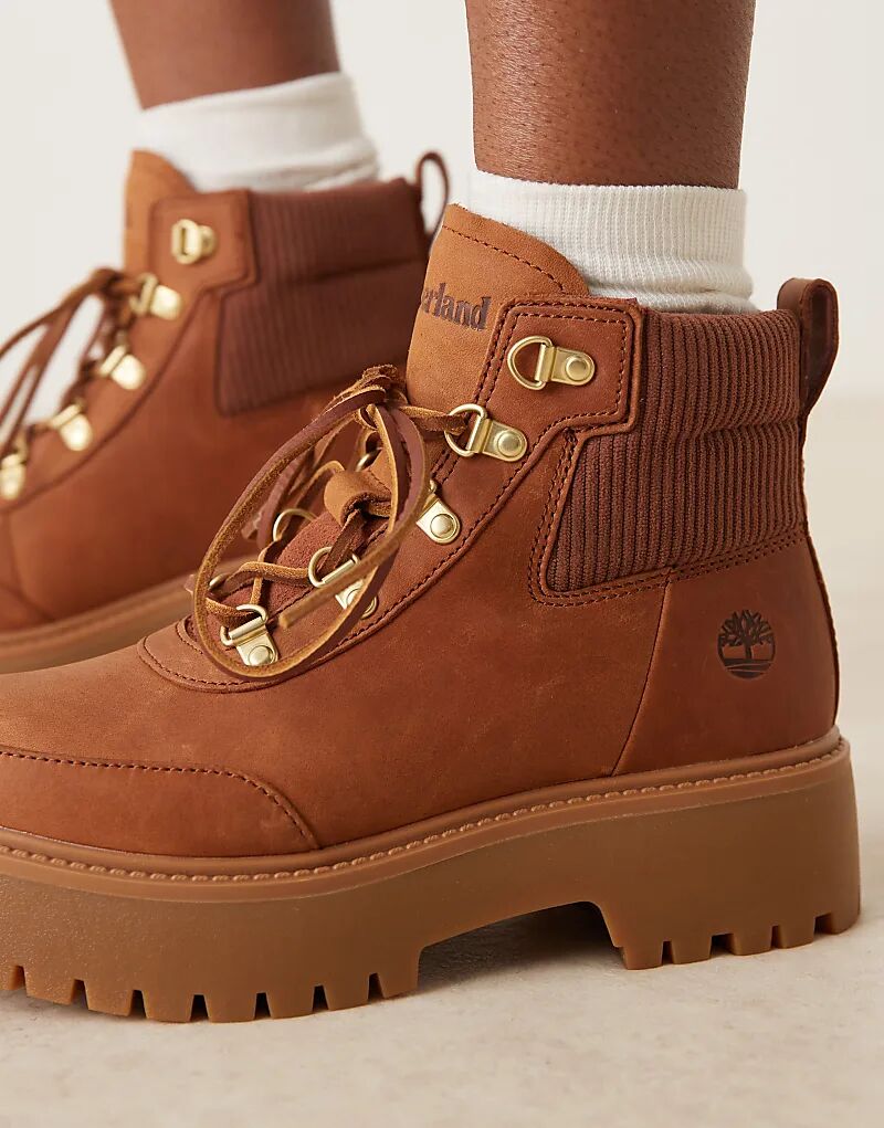 Ботинки Timberland Stone Street на платформе со шнуровкой из коричневого нубука — фото 2