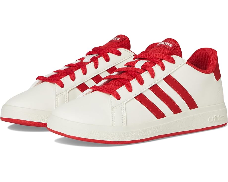 

Детские кроссовки Adidas Grand Court 2.0 (Little Kid/Big Kid) Adidas Kids, Off White/Collegiate Red/Black