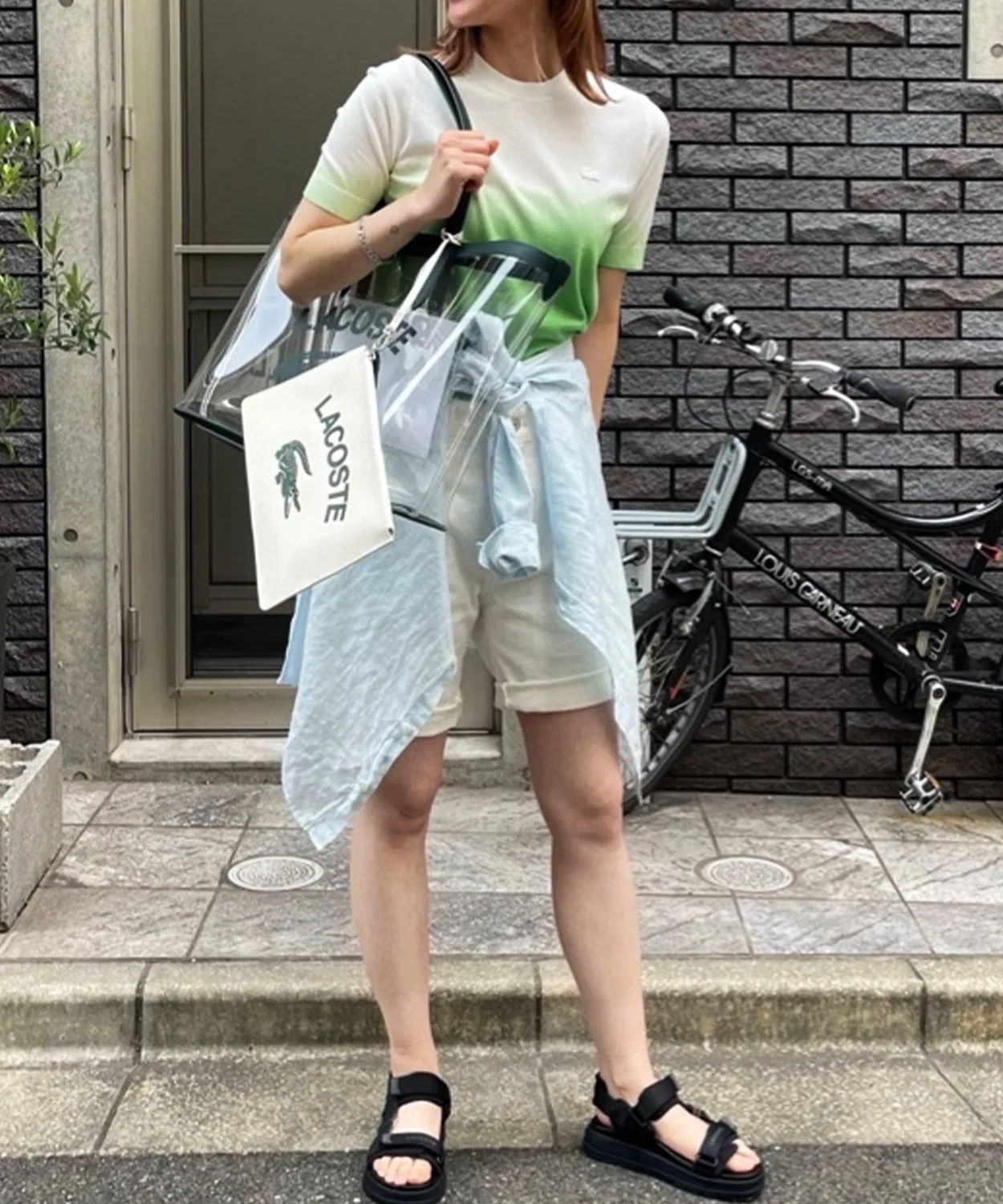 Футболка-поло Lacoste с градиентным переходом, коричневая — фото 3