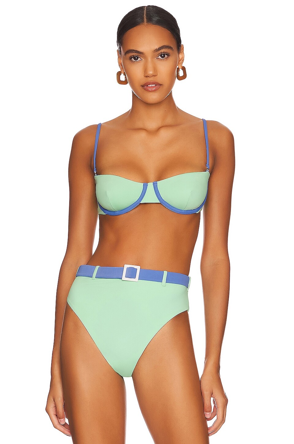 

Топ бикини WeWoreWhat Balconette, цвет Mint Green & Blue Jean