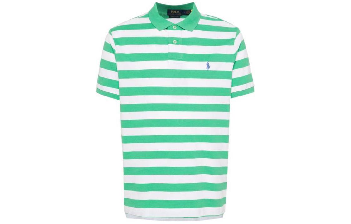 Поло с вышитым пони и полосками Polo Ralph Lauren, зеленый — фото 3