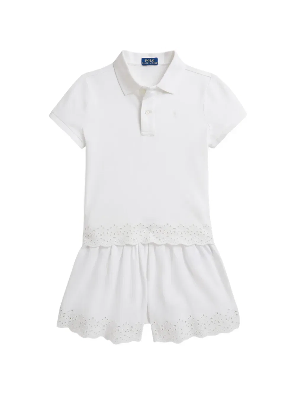 Рубашка-поло с перфорацией и шорты (комплект из двух штук) Polo Ralph Lauren Kids, белый