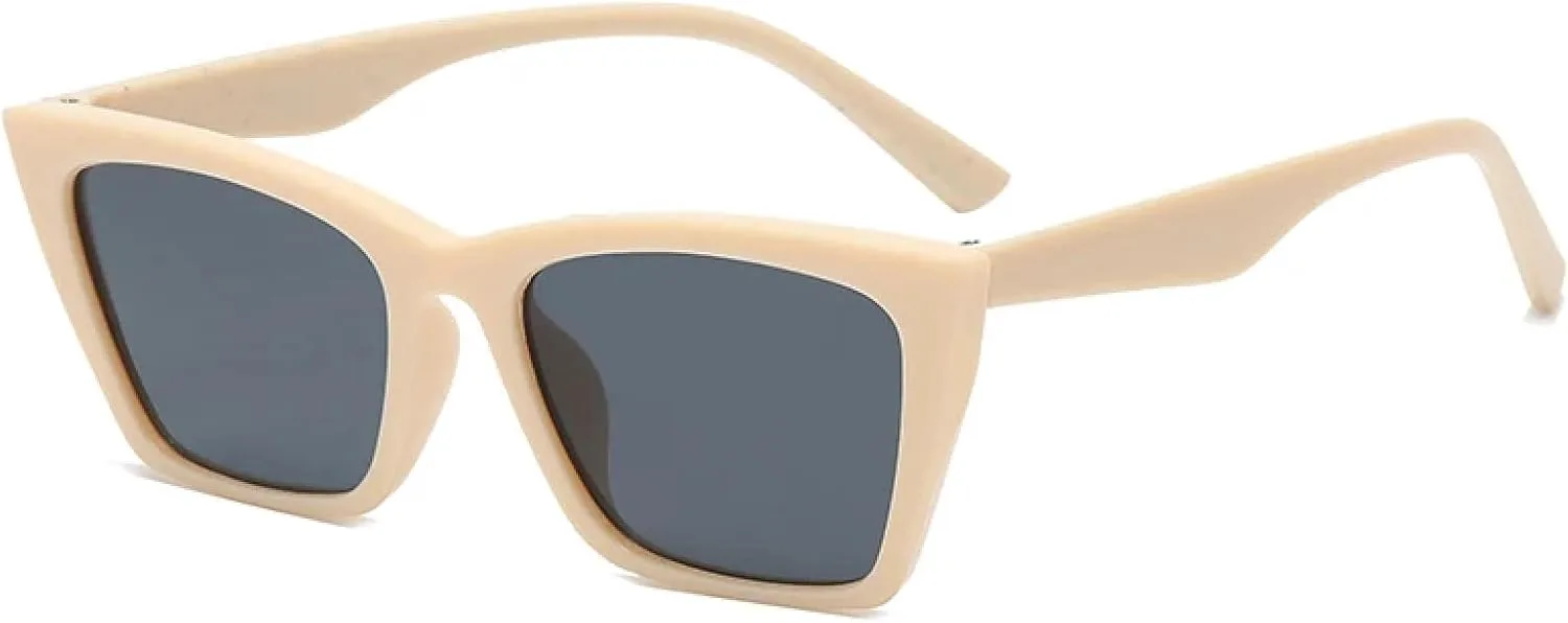 

Ретро женские солнцезащитные очки «кошачий глаз», минималистичная оправа, классические мужские модные очки с защитой от УФ-излучения UV400 TVTBBVV, Beige