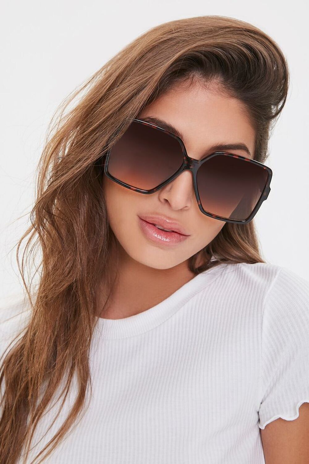 

Квадратные солнцезащитные очки черепаховой расцветки Forever 21, коричневый