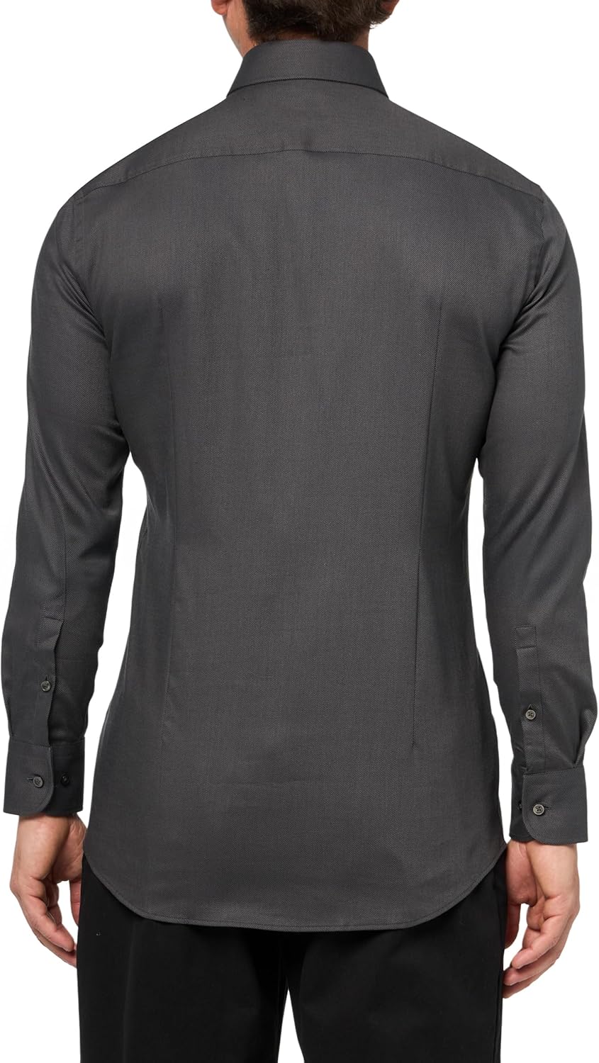 BOSS мужская рубашка на пуговицах Hank Stretch Twill, Grey Shine — фото 2