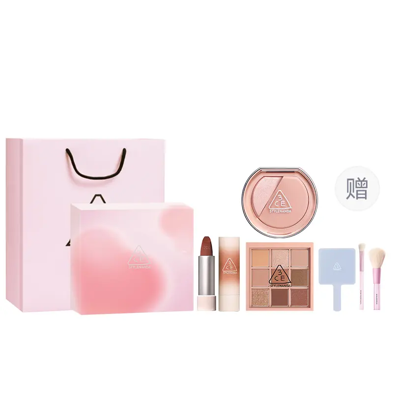 

Безупречная палетка румян матовый 2 в 1 хайлайтер и пуф длительного действия коррекция тона кожи натуральный набор в подарочной упаковке 3CE