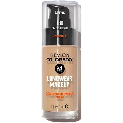 

Жидкая тональная основа Revlon Colorstay для комбинированной и жирной кожи SPF15, от среднего до полного покрытия, 30 мл, матовая, песочно-бежевого цвета