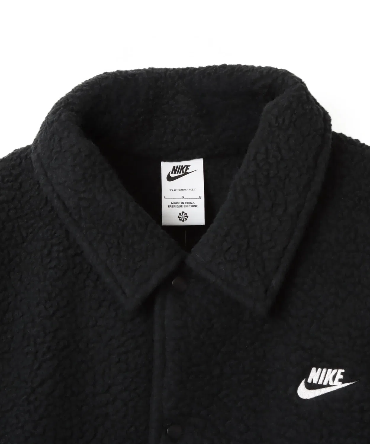 Куртка-коуч Nike Club Sherpa с высоким ворсом, чёрная — фото 4