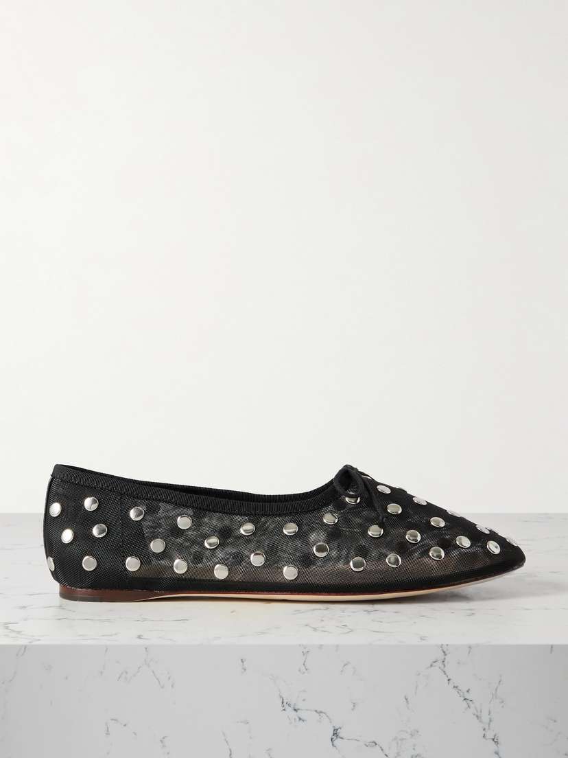 Балетки Landon из сетчатой ткани с заклепками Loeffler Randall, черный