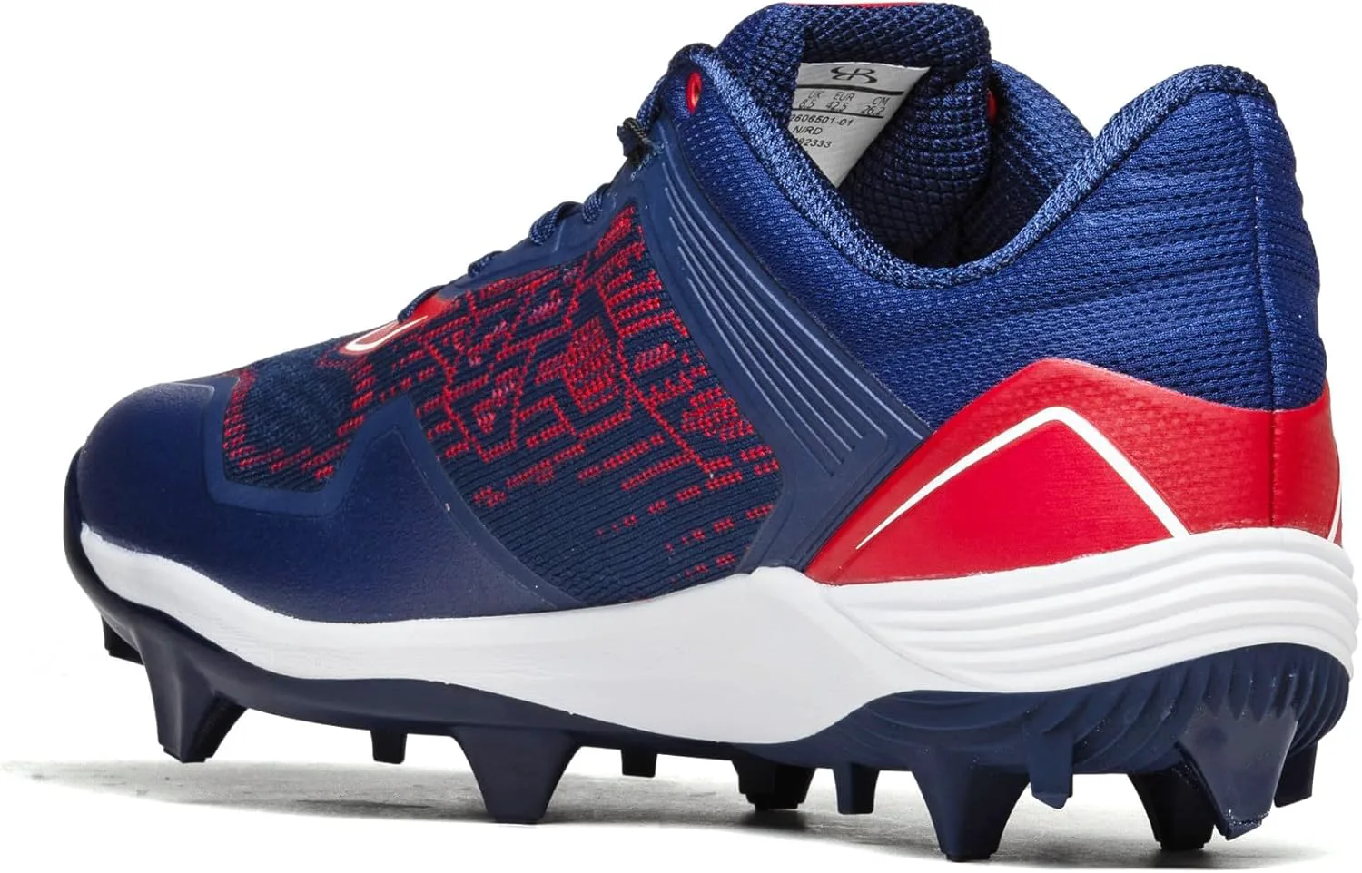 Мужские бутсы Boombah Viper Pureknit с литой подошвой - Status - Разные цвета - Разные размеры, темно-синий/красный — фото 4