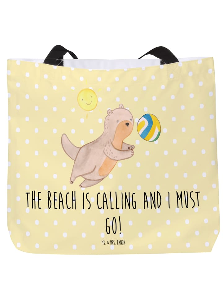 

Mr. & Mrs. Panda Летняя сумка-шоппер с надписью пастельно-желтого цвета, пляжная тематика
