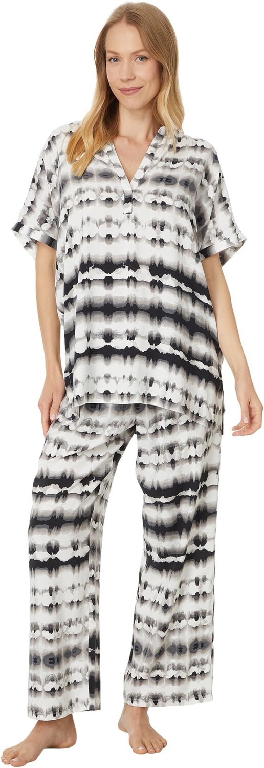

Пижама N by Natori Porto Challis pull-Over Top Pajama Set, цвет Black/White