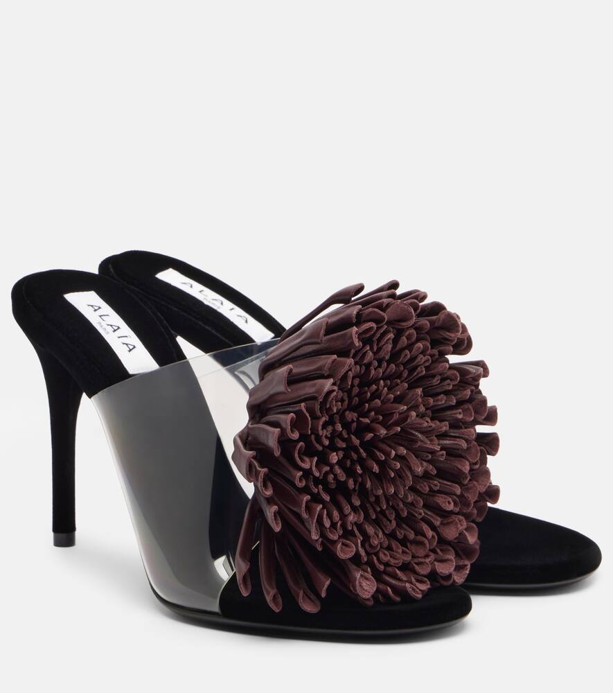 Асимметричные мюли с цветочной аппликацией Alaïa, Aubergine