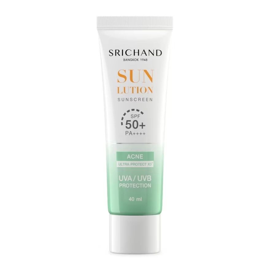 

Srichand Sunlution Acne Care Солнцезащитный крем SPF50+ PA++++ 40 мл, White