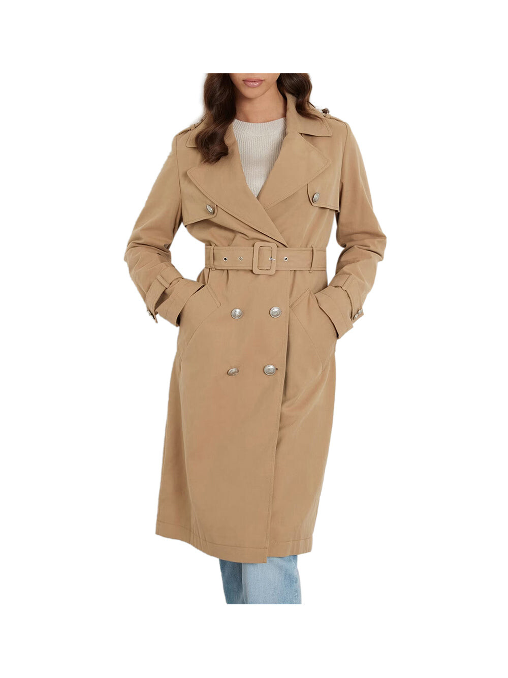 

Бежевое женское пальто Guess