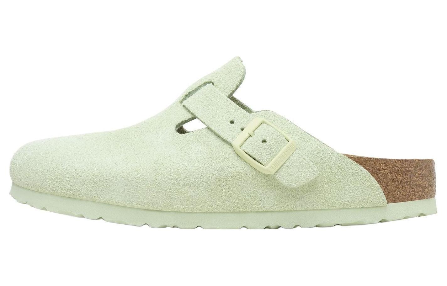 Мюли Boston Soft Footbed цвета «выцветший лайм» с пряжкой Birkenstock, Green