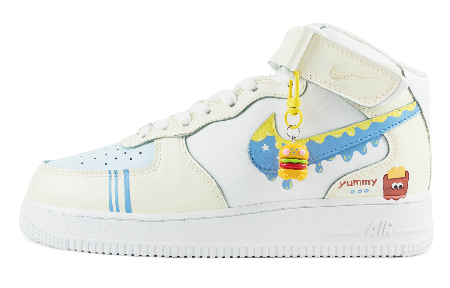 

Кроссовки для скейтбординга Air Force 1 женские, средней высоты, белые/синие/желтые Nike, Синий, Кроссовки для скейтбординга Air Force 1 женские, средней высоты, белые/синие/желтые Nike