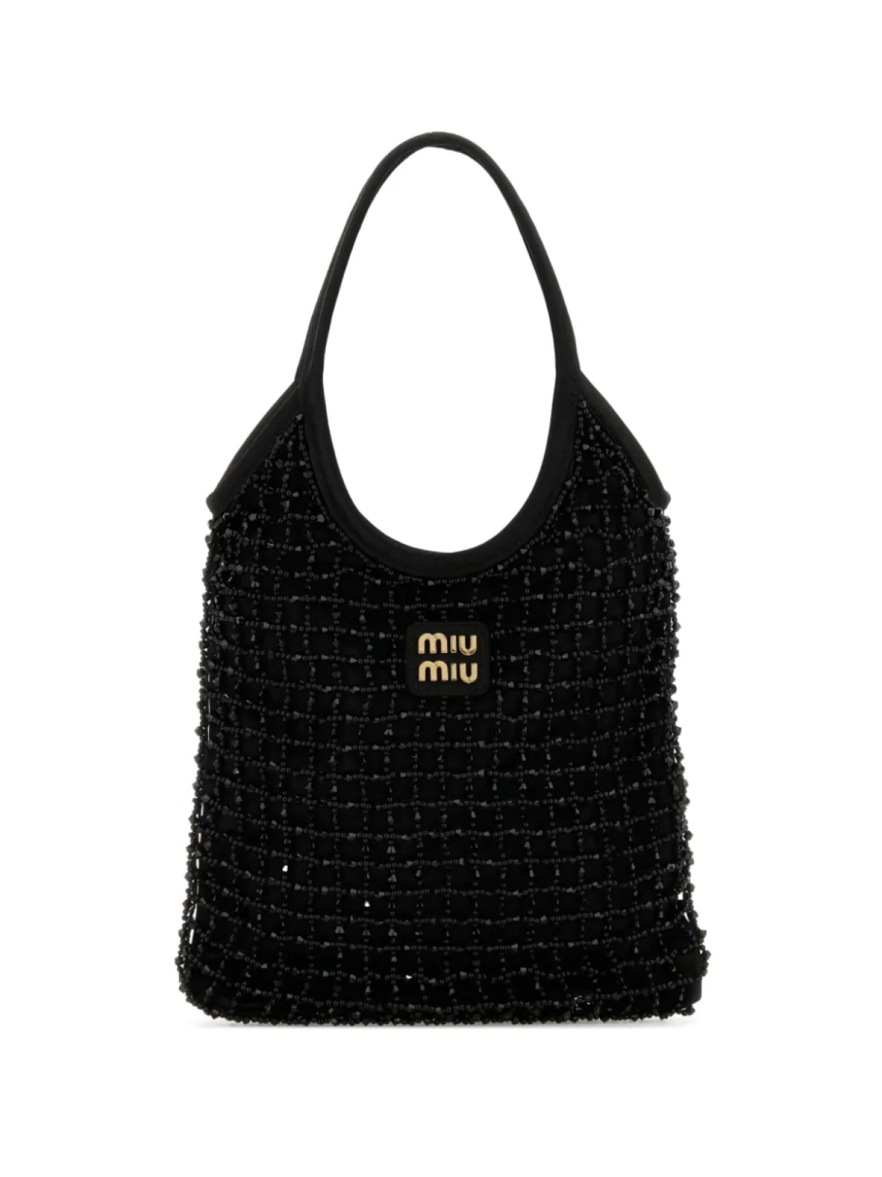 

Украшенная атласная сумочка Miu Miu, черный