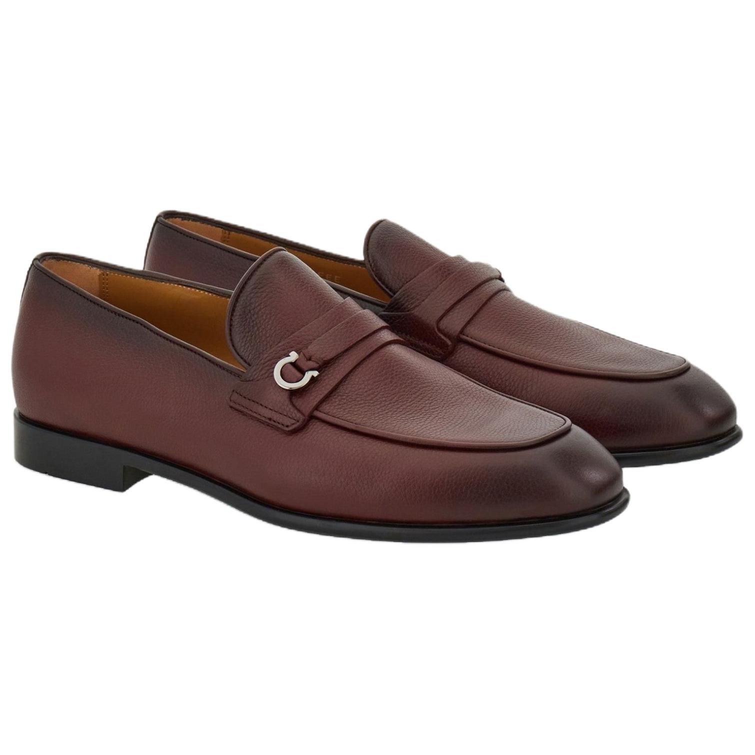Ferragamo Gancini повседневные туфли из телячьей кожи мужские красный коричневый — фото 4