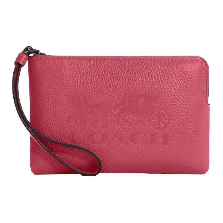 

Кожаный клатч с угловой молнией малый женский pink COACH, Set (Bag+Dust Bag)