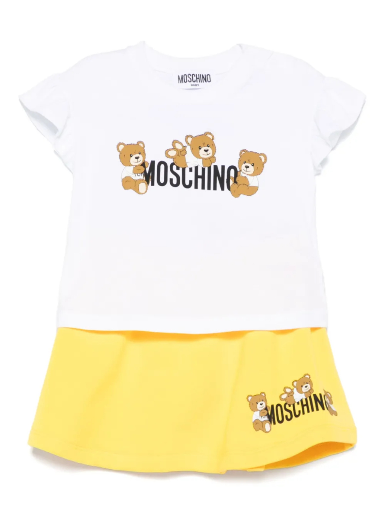 

Комплект из топа и шортов с принтом Teddy Bear Moschino Kids, белый