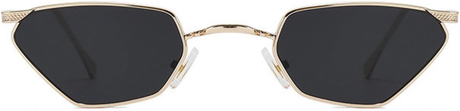 

Модные маленькие многоугольные солнцезащитные очки для женщин в металлической полуободковой оправе «кошачий глаз», винтажные солнцезащитные очки «кошачий глаз» mincl, Black