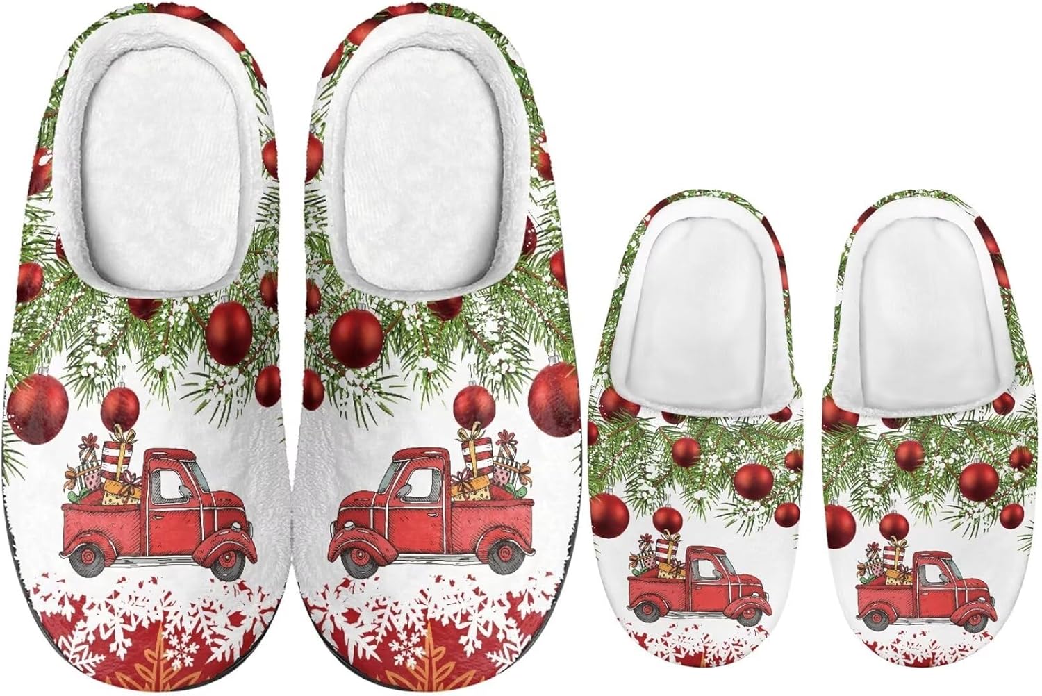 

Рождественские тапочки для всей семьи с подошвой TPR для мужчин и женщин, домашние/тапочки, пушистые с резиновой подошвой Dngkaoje, белый