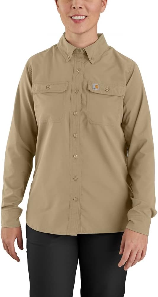 

Carhartt Women's Force Relaxed Fit легкая рубашка с длинным рукавом, Dark Khaki