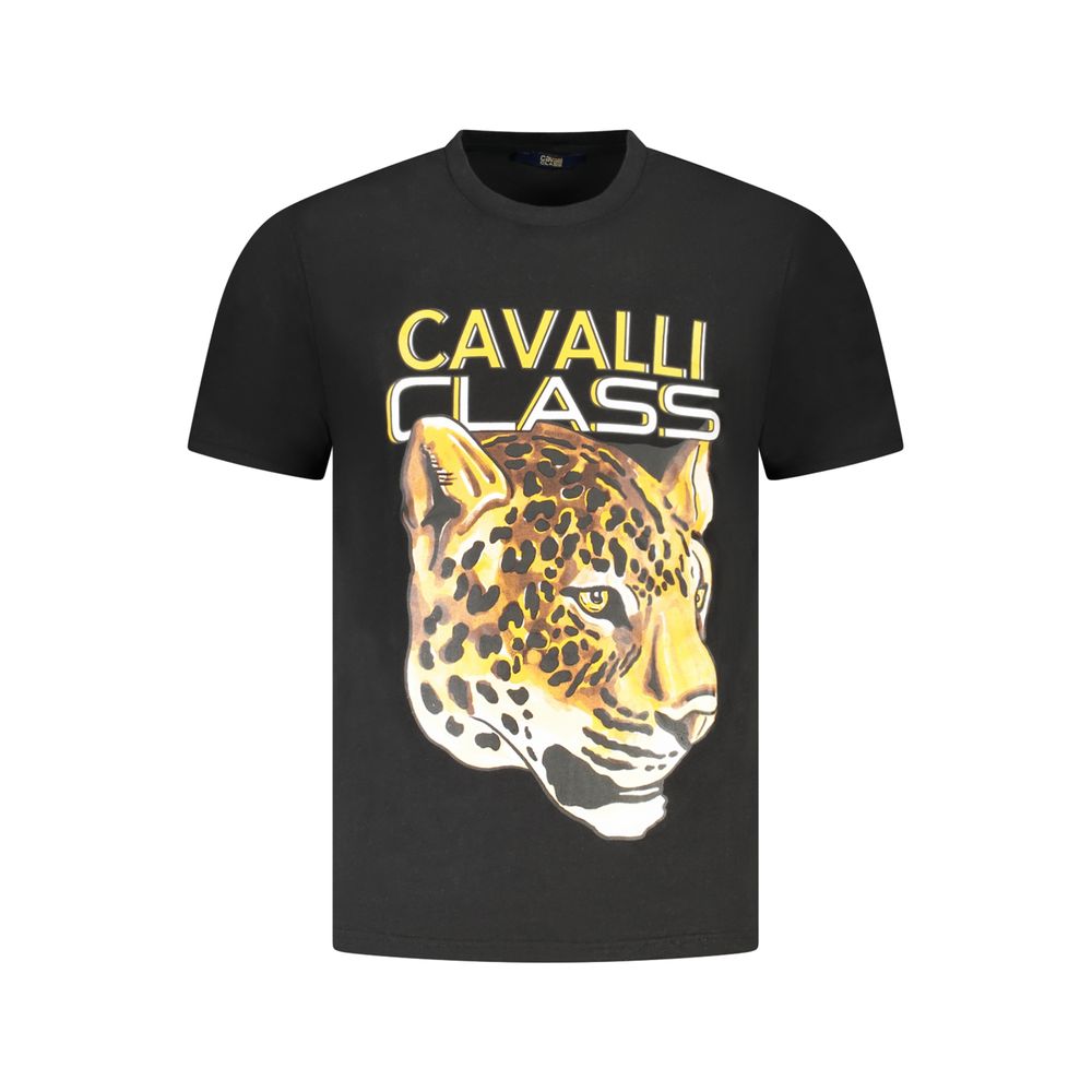 

Черная хлопковая мужская футболка Cavalli Class