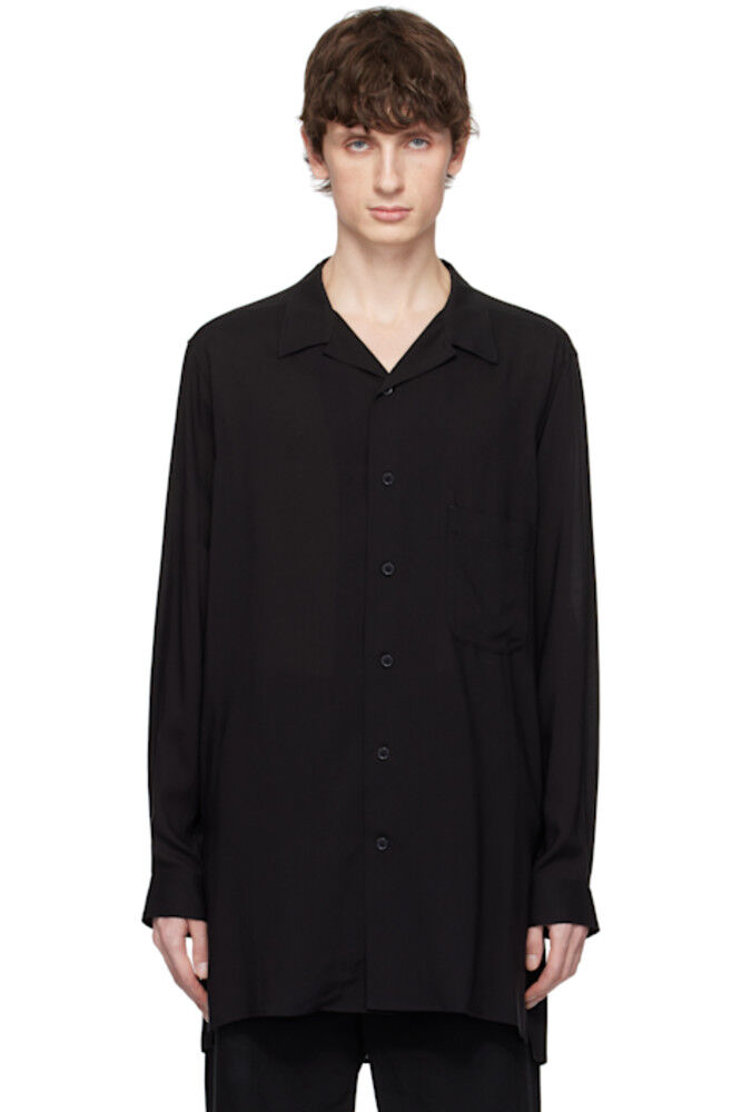 

Черная рубашка с открытым воротником YOHJI YAMAMOTO